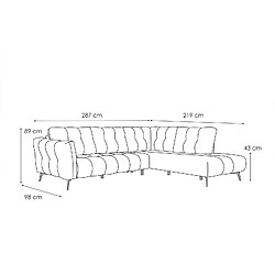 Acheter Courtois Laville KALMER - canapé d'angle droit 5 places tissu bleu foncé