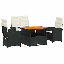 Maison Chic Ensemble à manger d'extérieur 4 pcs avec coussins,Salon de jardin noir -GKD668807