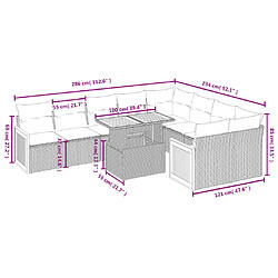 Avis vidaXL Salon de jardin avec coussins 10 pcs gris résine tressée