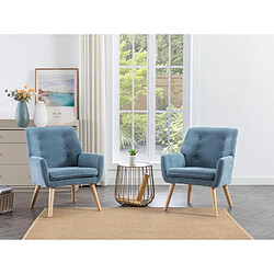 Vente-Unique Fauteuil en tissu bleu SERINO