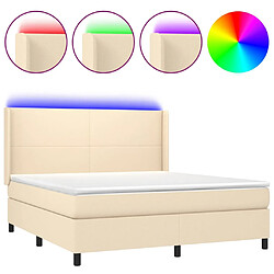 vidaXL Sommier à lattes de lit matelas et LED Crème 160x200 cm Tissu