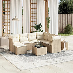 vidaXL Salon de jardin avec coussins 8 pcs beige résine tressée