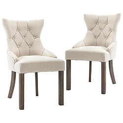 Decoshop26 Lot de 2 chaises de salle à manger cuisine design moderne tissu beige CDS020155