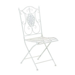 Decoshop26 Chaise de jardin balcon terrasse design rustique pliable en métal blanc 10_0003036