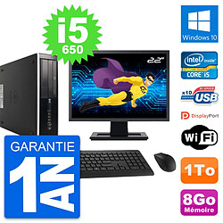 PC HP 8100 SFF Ecran 22" Intel Core i5-650 RAM 8Go Disque 1To Windows 10 Wifi - Occasion