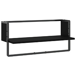 vidaXL Étagère murale avec barre noir 65x25x30 cm