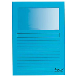 Exacompta Chemises coin papier avec fenêtre FOREVER A4 dossier 120 g couleur bleue - Boîte de 100