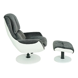 Mendler Fauteuil relax HWC-E52, fauteuil de télévision, siège rotatif, tabouret, velours/similicuir ~ gris foncé