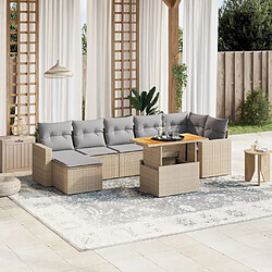 vidaXL Salon de jardin avec coussins 8pcs mélange beige résine tressée 