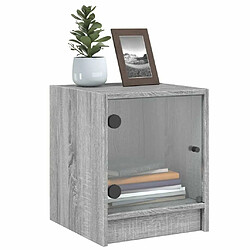 Avis Maison Chic Table de chevet | Table de nuit avec porte en verre sonoma gris 35x37x42 cm -GKD99482