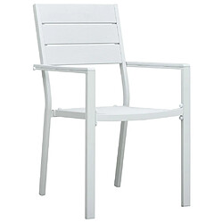 Maison Chic Lot de 4 Chaises de jardin,Fauteuil d'extérieur Blanc PEHD Aspect de bois -MN35874