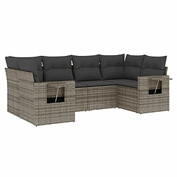 Maison Chic Ensemble Tables et chaises d'extérieur 6pcs avec coussins,Salon de jardin gris résine tressée -GKD330811