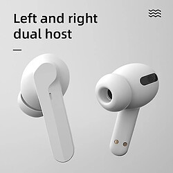 Universal Casque Bluetooth sans câble avec une batterie numérique Batterie sans fil Bluetooth casque, conception d'oreille divisée + empreinte digitale intelligente tactile en blanc) 