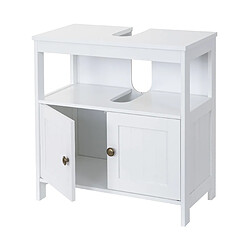 Decoshop26 Meuble de salle de bain avec découpe pour siphon 60x60x30cm MDF blanc 04_0003756