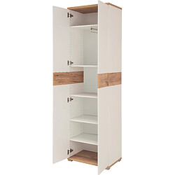 Acheter Pegane Armoire-penderie panneau de particules mélaminé coloris blanc mat décor chêne - Longueur 59 x Profondeur 40 x Hauteur 199 cm