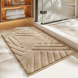 LUUCOZK Tapis de bain antidérapants absorbants à séchage rapide, tapis de décoration de salle de bain-marron clair-50x130cm