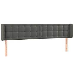 Maison Chic Tête de lit scandinave avec oreilles,meuble de chambre Gris foncé 163x16x78/88 cm Velours -MN47682