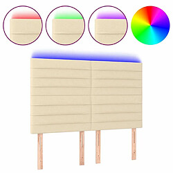 Maison Chic Tête de lit scandinave à LED,meuble de chambre Crème 144x5x118/128 cm Tissu -MN15397