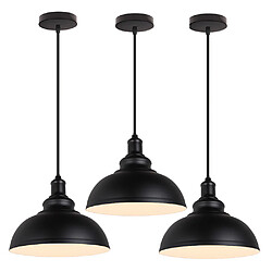 Stoex 3pcs Vintage Suspension industriel en Métal, Retro Lustre Abat-jour E27 Socket Luminaire Pendant pour Cuisine Salon Salle à Manger Chambre Restaurant Couloir Café (29cm, Noir Blanc)