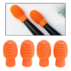 4pcs Silicone Tambour Bâton Tête Manchon Drumstick Housse En Caoutchouc Orange