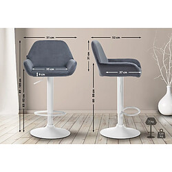 Non Lot de 2 tabourets de bar Braga velours blanc