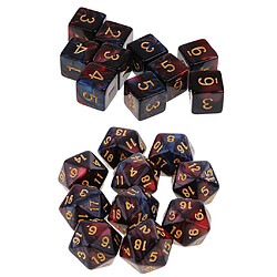 Dés polyédriques Jeux de Société jouets éducatif 20pcs Dés Polyédrique 10 Faces D & D Dice D10 + D20, Jeu de Dés, 16mm, Double-Couleurs