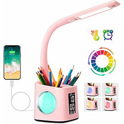 Vendos85 Lampe de Bureau avec Horloge et Réveil rose 