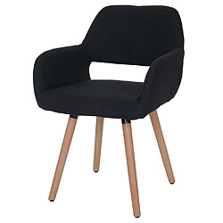 Mendler 6x chaise de salle à manger Altena II, fauteuil, design rétro des années 50 ~ tissu, noir