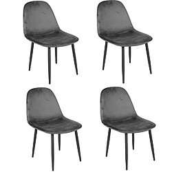 Toilinux Lot de 4 Chaises de table design velours Inoui - Gris Toilinux - Lot de 4 Chaises de table design velours Inoui - Gris - Design