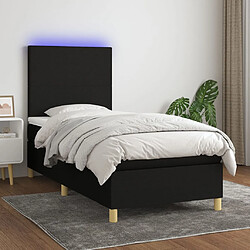 vidaXL Sommier à lattes de lit et matelas et LED Noir 100x200 cm Tissu 