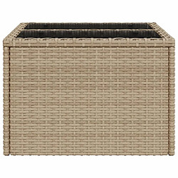 Maison Chic Table de jardin | Table d'extérieur dessus en verre beige 55x55x37cm résine tressée -GKD40192 pas cher