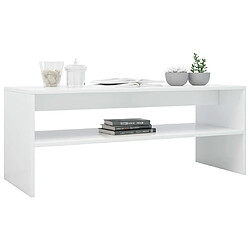 Avis Maison Chic Table basse,Table Console Table d'appoint, Table pour salon Blanc brillant 100 x 40 x 40 cm Aggloméré -MN48692