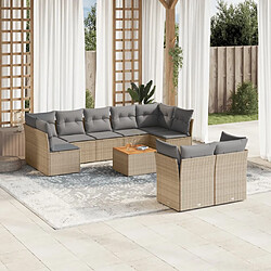 vidaXL Salon de jardin et coussins 10 pcs mélange beige résine tressée 