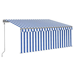 Maison Chic Auvent automatique | Store banne extérieur | Marquise store LED capteur de vent 3x2,5 m Bleu/blanc -MN70432