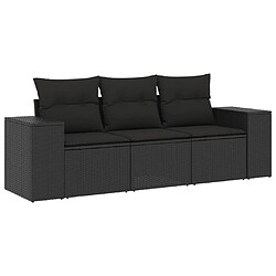 vidaXL Salon de jardin 3 pcs avec coussins noir résine tressée