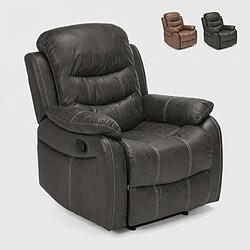 LE ROI DU RELAX Fauteuil relax inclinable manuel avec repose-pieds similicuir Panama, Couleur: Gris