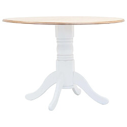 vidaXL Table à manger Blanc et marron 106 cm Bois d'hévéa massif 