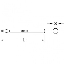 KS TOOLS 156.0513 Pointerolle de maçon corps hexagonal 16mm L.350mm