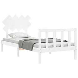 Acheter Maison Chic Cadre/structure de lit avec tête de lit pour adulte - Lit Moderne Chambre blanc simple bois massif -MN40556