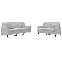 vidaXL Ensemble de canapés 2 pcs avec coussins Gris clair Velours