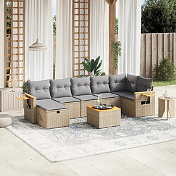 vidaXL Salon de jardin avec coussins 8pcs mélange beige résine tressée 