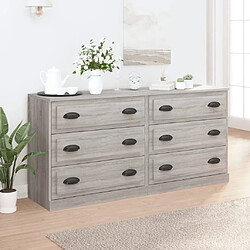 Maison Chic Ensemble de 2 Buffets,commode,console pour rangement sonoma gris bois d'ingénierie -MN70100