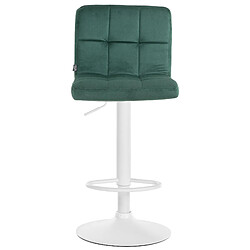 Decoshop26 Lot de 2 tabourets de bar en velours vert avec coutures décoratives pied en trompette métal blanc 10_0004404