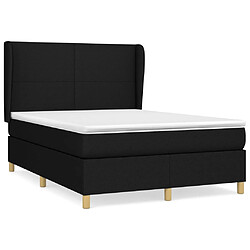 vidaXL Sommier à lattes de lit avec matelas Noir 140x190 cm Tissu