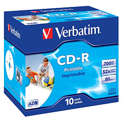 CD-R Verbatim 43325 700 MB (10 Unités) VERBATIM CD-R 700 Mo certifié 52x imprimable (pack de 10, boitier standard)