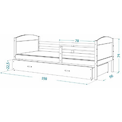 Avis Kids Literie Lit Enfant Mateo 90x190 Blanc - gris Livré avec sommiers, tiroir et matelas en mousse de 7cm