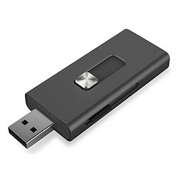 Totalcadeau Lecteur de cartes multi-usages compatible Apple Lightning, USB 2.0 et Micro SD pas cher Lecteur de cartes multi-usages compatible Apple Lightning, USB 2.0 et Micro SD