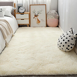 LUUCOZK Tapis à poils longs doux et moelleux pour chambre à coucher et salon - Blanc-100X160cm