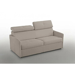 Inside 75 Canapé lit PARIS COUCHAGE EXPRESS 140cm Cuir taupe clair matelas 16 cm 