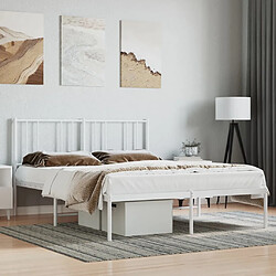 Maison Chic Lit adulte 140x200cm- Cadre de lit métal avec tête de lit pour chambre blanc -MN77497